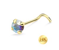 14K Gold CZ Nose Stud 14KY-NSKB-113-4 (MOQ 10 pcs)